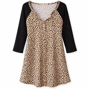Leopard Print Tunic with Black Sleeves